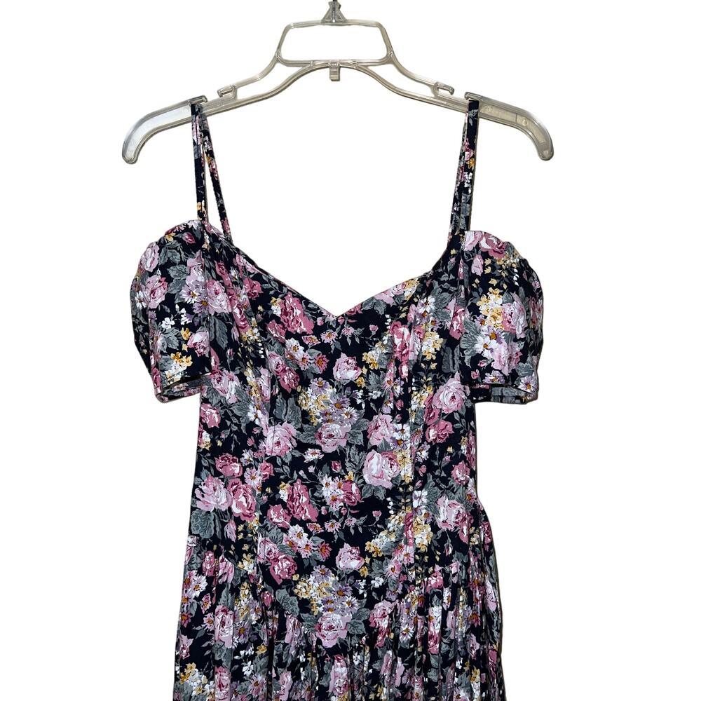 Vintage Dress Corset Cottagecore Floral Medium Midi Brittany Nicole 80's 90's